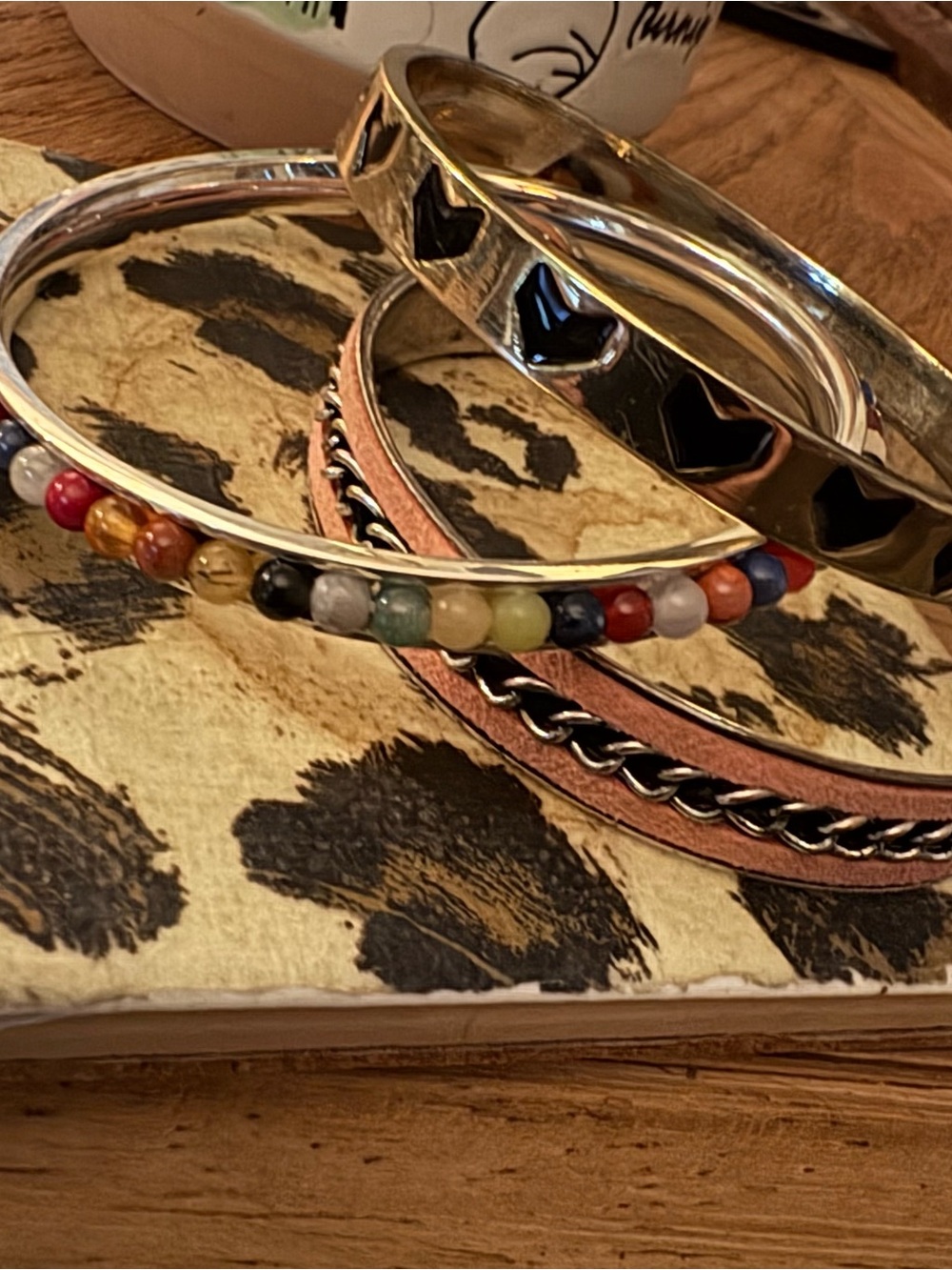 Multicolor Beaded Women's Bangle Bracelet Set